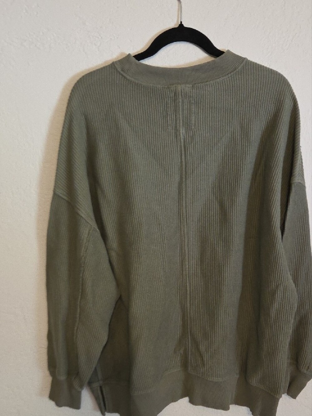aerie Olive Green Ribbed Crewneck Sweater - Picture 4 of 5